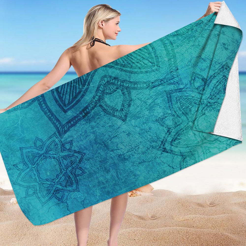 Mantra Beach Collection Digital-printed Polyester Superfine Fiber Double-sided Fleece Beach Vacation Bath Towel, Beach Towel