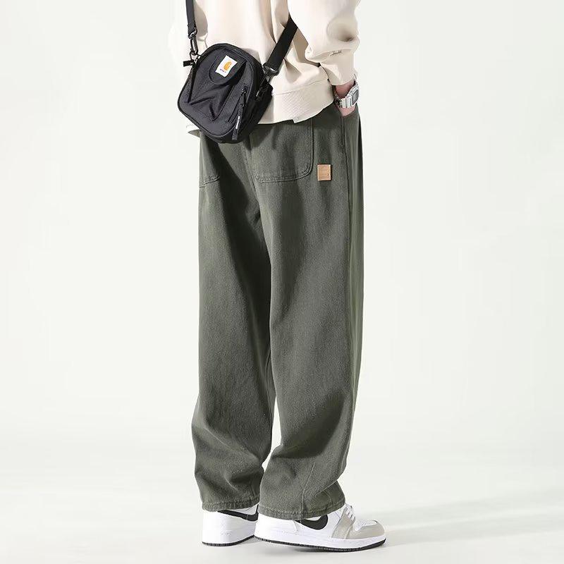 Trendy Wide-Leg Casual Pants für Herren – Herbstkollektion, Loose Fit, Einfarbig, Amerikanische Marke