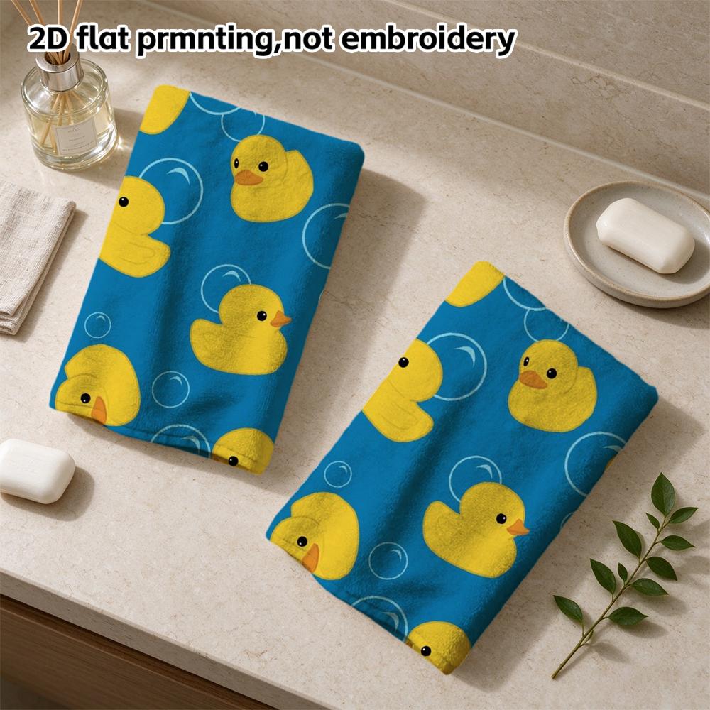 Rubber Duck Print Bath Towel, Soft Absorbent Kids Shower Towel
