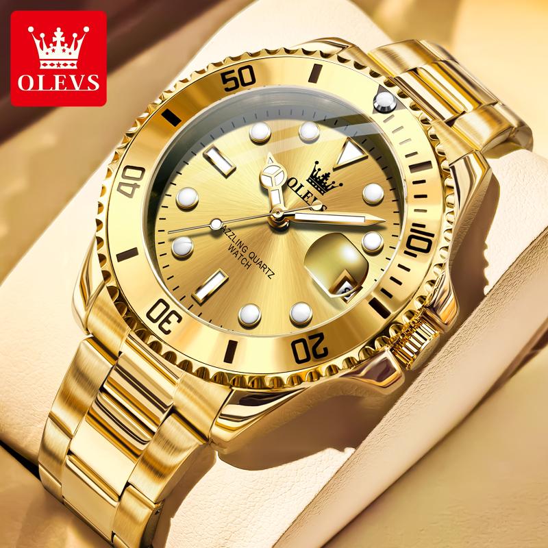 OLEVS New Man Watch Luxury Top Brand One-Way Rotating Outer Ring Design Quartz Watch for Men Auto Date Waterproof Wrist Watches