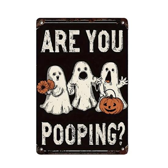 Wandkunst für drinnen und draußen Retro Halloween Schild, Kürbis Geist Badezimmer Metall Langlebiges Hängeschild Hexe Katze Festival für Bar Zuhause Raum Dekor