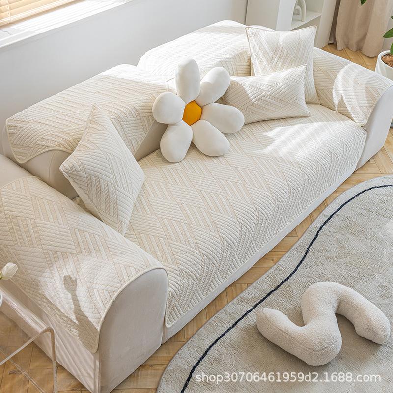 Washed Cotton Sofa Cushion, Simple Modern Seat Cushion Cushion, Light Luxury Non-Slip Sofa Cover, Universal Cover Cloth Towel For All Seasons
