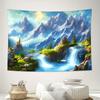 Fantasy Mountain Waterfall River Landscape Wall Tapestry Machine Washable All Season Decor Art Print Nature Design Homenontoxic