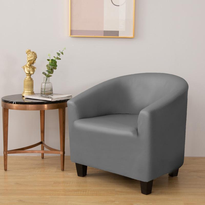 PU Leather Waterproof Tub Sofa Cover Anti-dirty Club Chair Slipcover Solid Color Couch Covers Protector Furniture Living Room