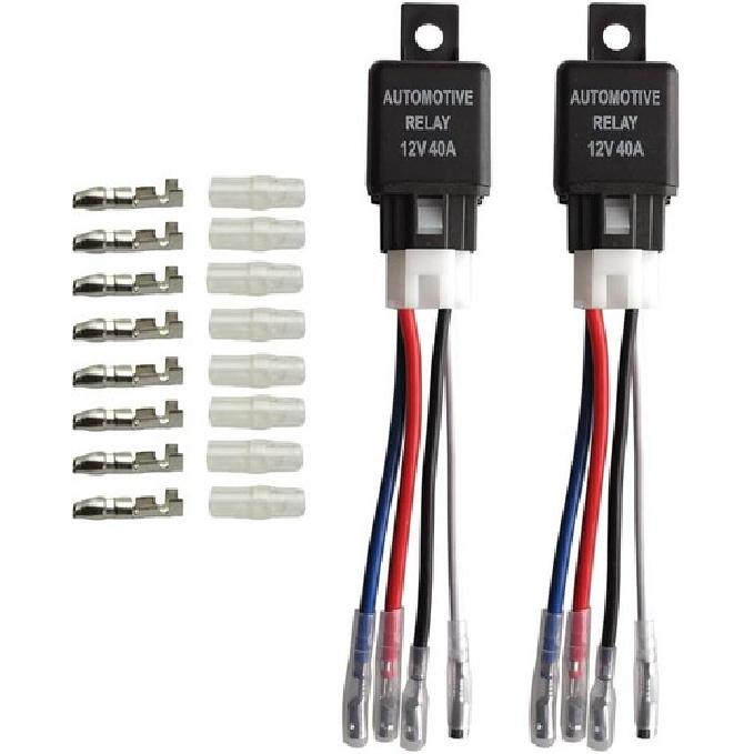 2pcs Car Relay Harness 12V 40A 4 Pin SPST Harness Sockets with Color-Labeled