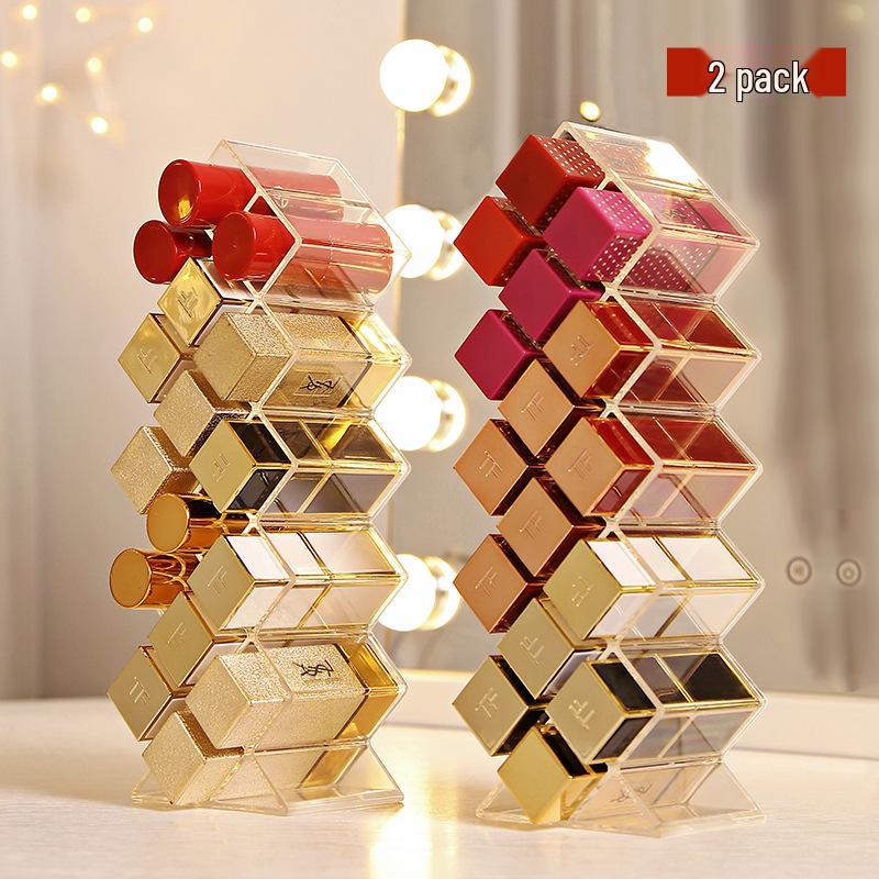 Прозрачный многоячейковый держатель и полка для помад - Органайзер для косметики с дизайном в виде девичьего сердца