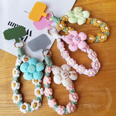 Smiley-Gesicht Blume gewebt Handy-Lanyard Damen Ins duftend Handgelenk kurz Handgewebt Boutique Klein frisch