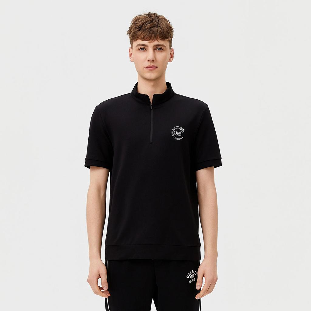Men's Spring/Summer LOGO Zipper Stand-Up Collar Short-Sleeved T-Shirt