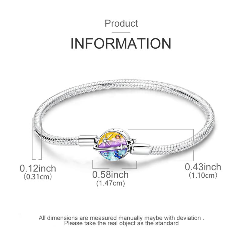 925 Silver Snake Chain Bracelet with Clasp for European Bead Pendant DIY Jewelry Making