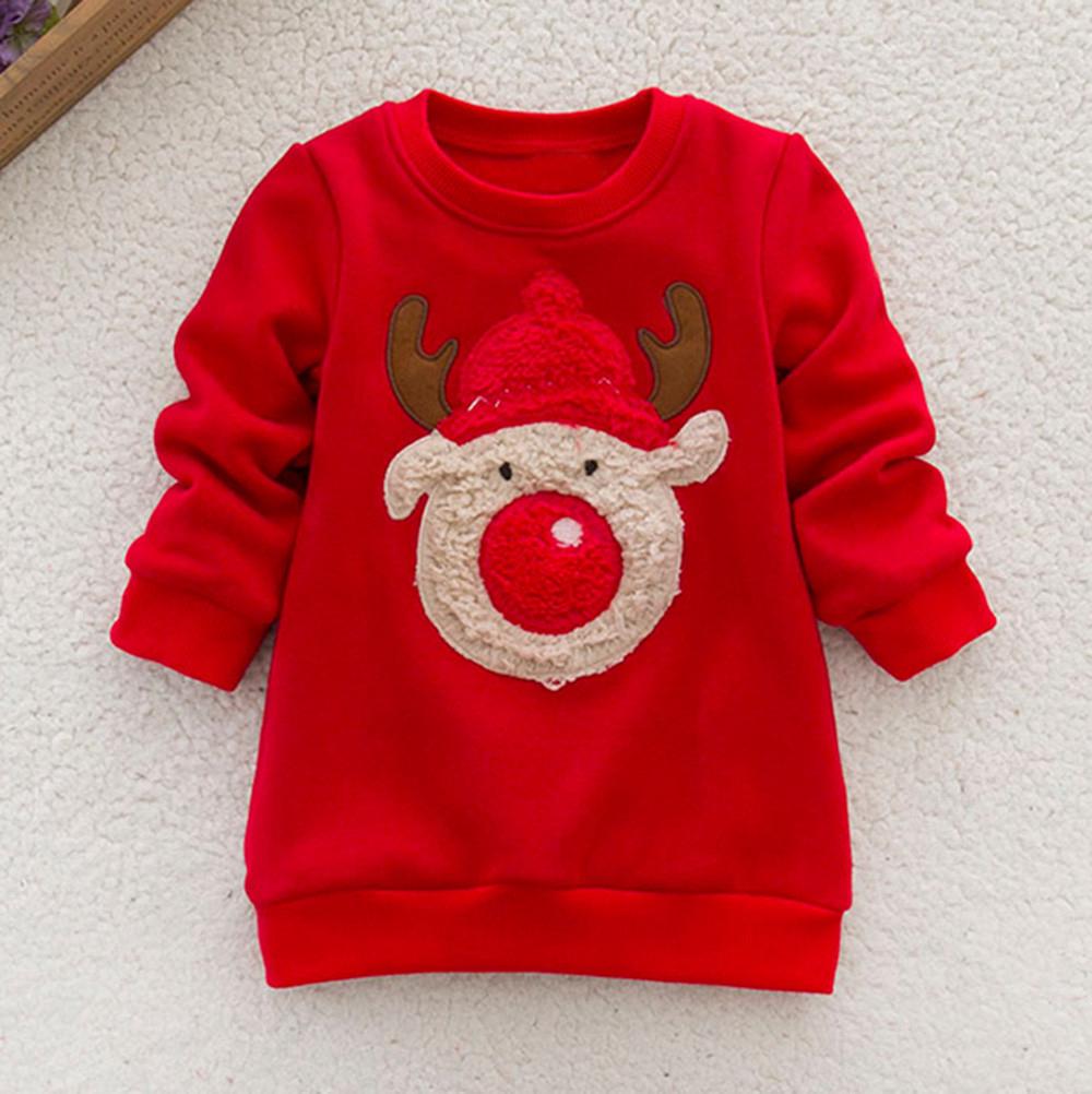 Toddler Baby Long Sleeve Print Christmas Deer Tops  Sweatshirt