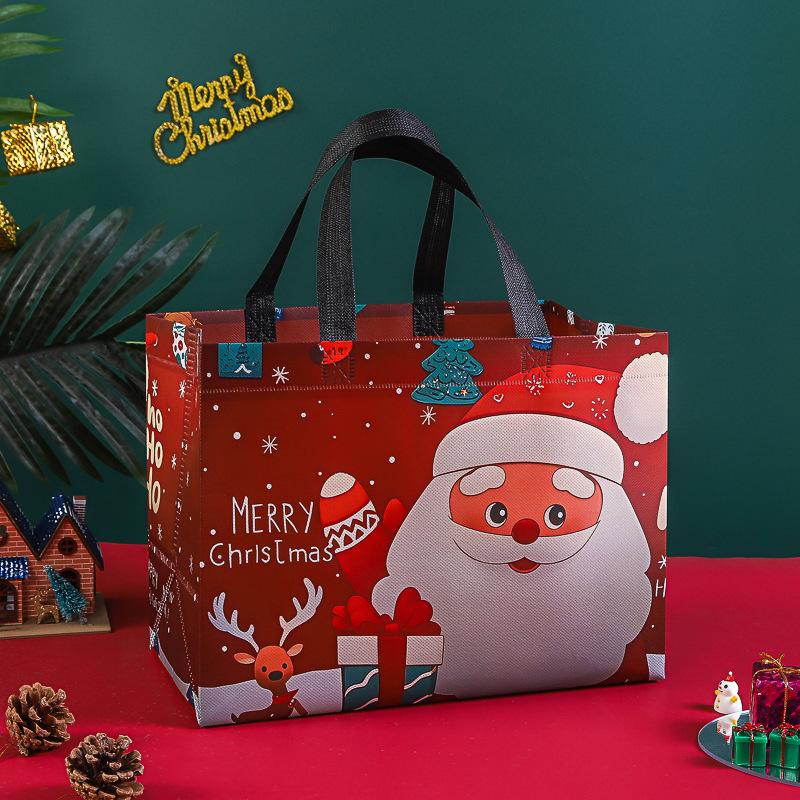 Сумка-тоут Санта-Клаус Праздничная Вместительная Рождественская сумка Складная Держатель для подарков Прочная Нетканая сумка для покупок Для покупок Новая