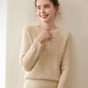 Light Luxury Cashmere Knit Sweater, Round Neck, Thickened, Loose Fit, Autumn/Winter.