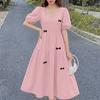 ZANZEA Women Elegant Casual Square Collar Casual Short Sleeve Dress