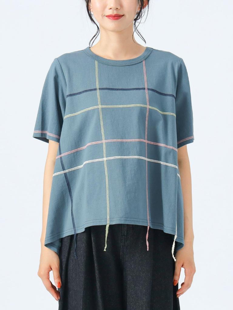 Beams Heart Tee Colorful Fringe Stitch Pullover Green One Size S/S Women's