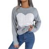 Damen Modischer Rundhals Langarm Herzförmiger Farbblock-Pullover Lässiges Oberteil
