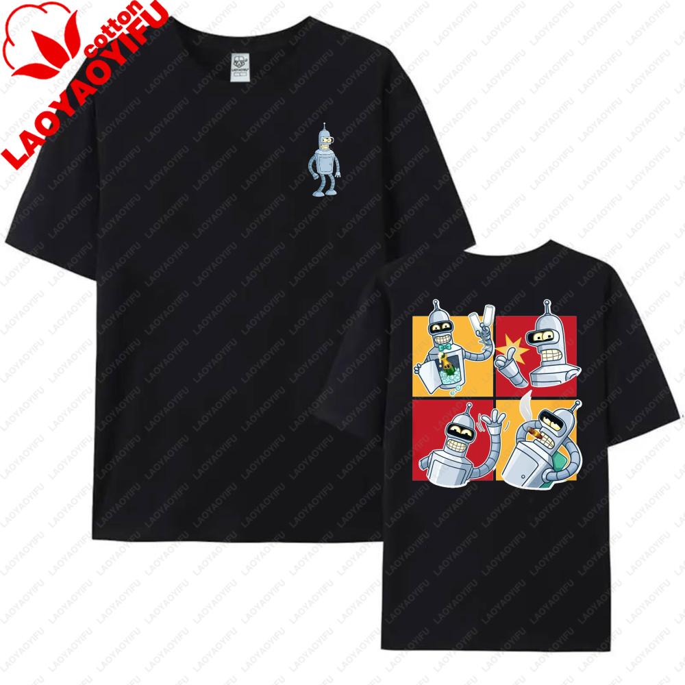 Futurama Bender Robot Cartoon Print Unisex Cotton TShirt Streetwear Summer Fashion Trendy Unisex Women Top  Funny SciFi Lover Tee