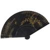 [Stylish Kimono Iroha] High-quality Painted Fan, Black Dyed with Carved Details, Scented, Black Background with Bush Clover and Butterfly Design.