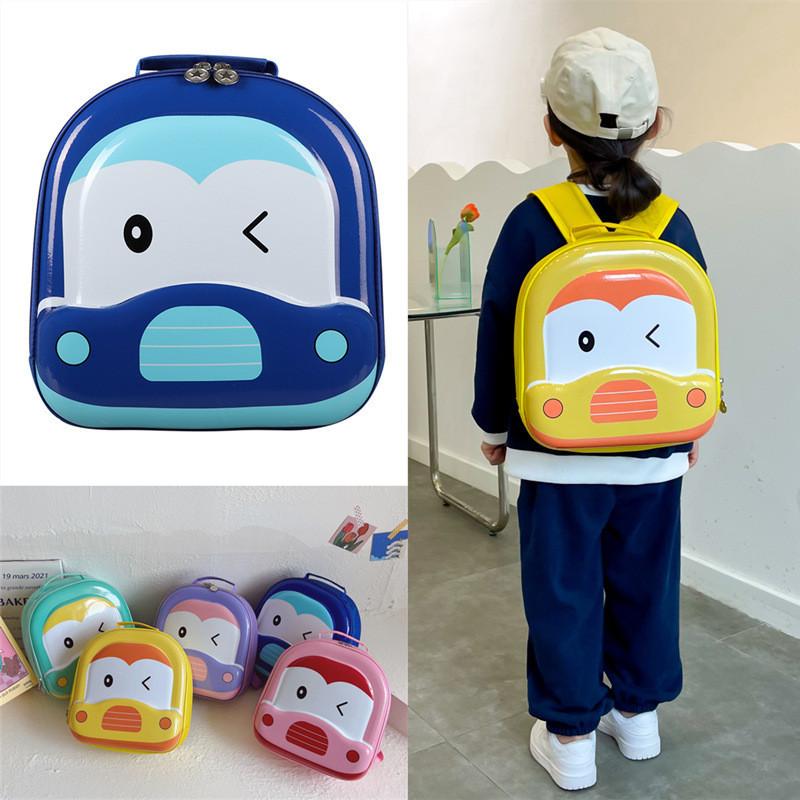 Breathable Eva Car-themed Children's Backpack Unisex Cartoon Print School Bag