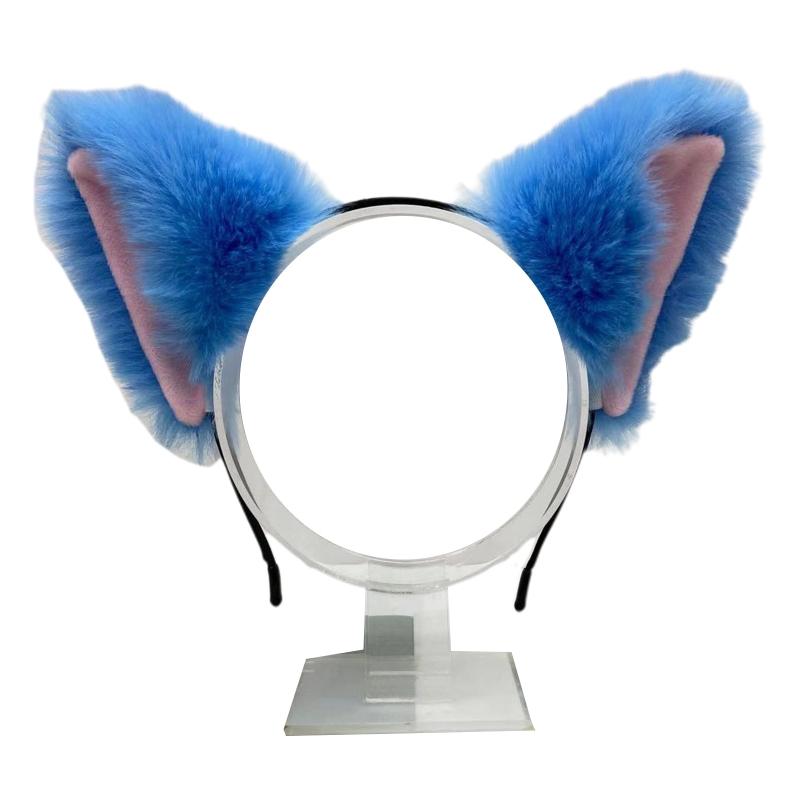 Unisex Cartoon Hoofdband voor Kattenoren Vormige Haarhoepel Pluche Feest Hoofddeksel Haarband Feest Cosplay Kostuum Accessoires blue