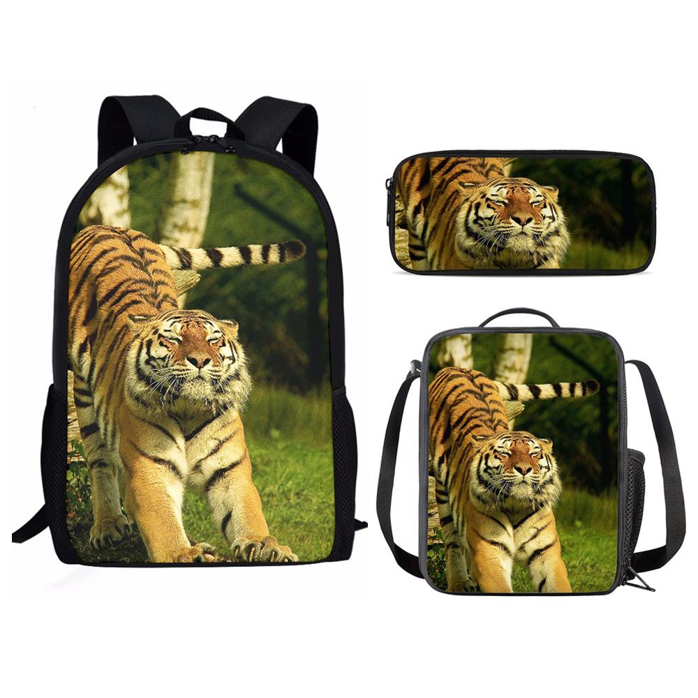 Classico Divertente Animale Panda Stampa 3D 3pz/Set Zainetti Scolastici per Bambini Zaino per Laptop Zaino Giornaliero Borsa Pranzo Astuccio