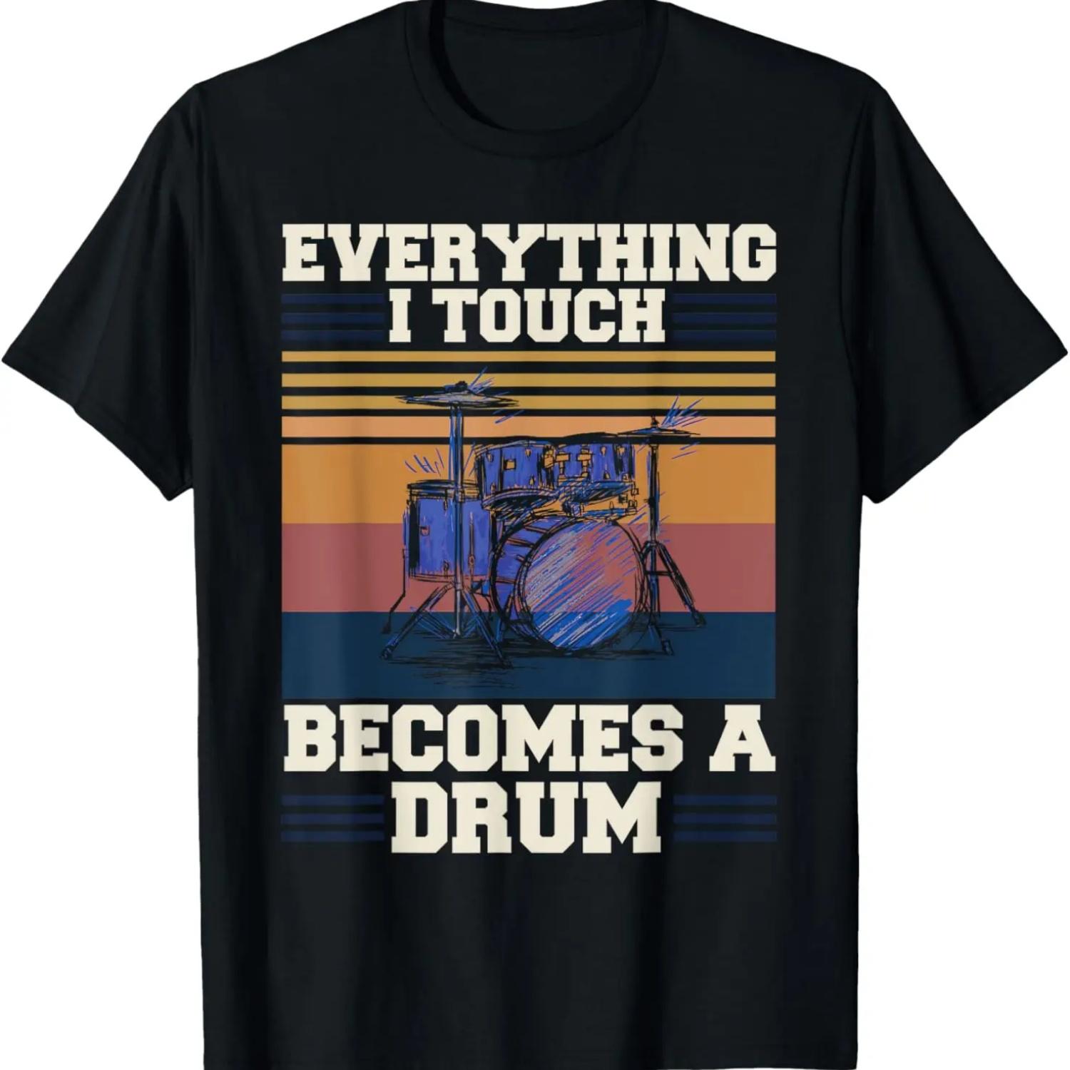 Funny Drummer Rock Musician Gift Idea Drums T-Shirt S чёрный