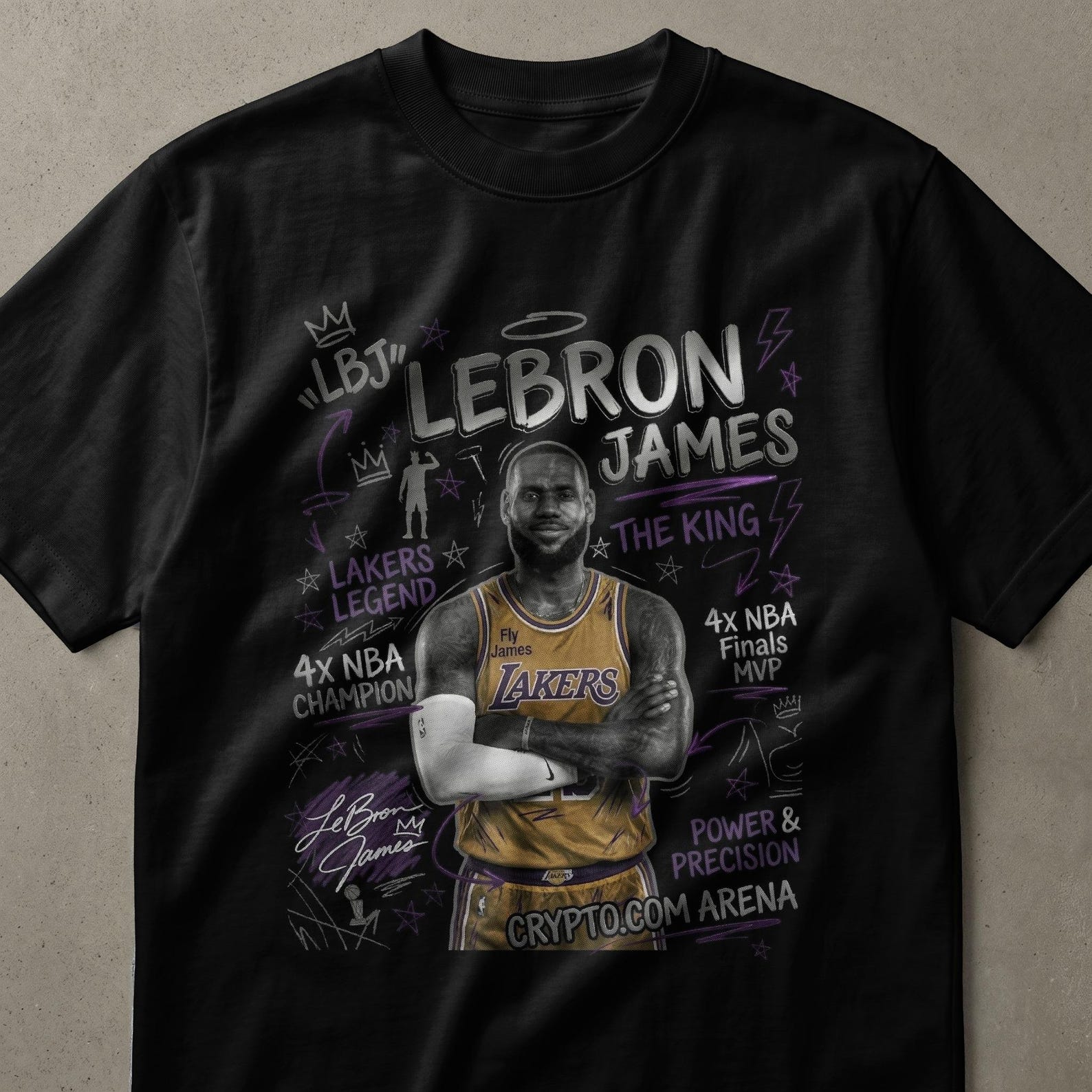 LeBron James Fan T-Shirt, King Basketball Legend Shirt, Power & Precision Doodle Tee, Iconic Player Tribute Gift 4XL