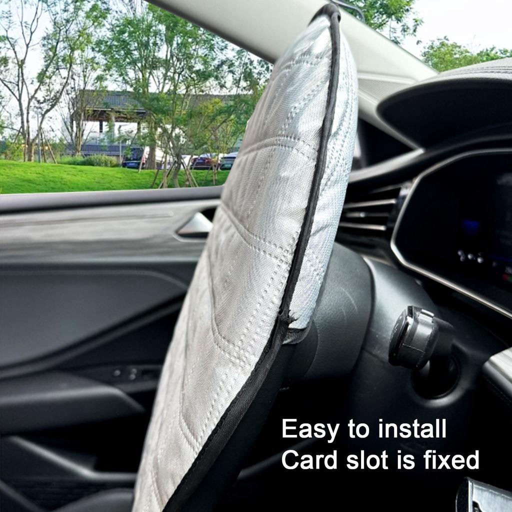 Car Steering Wheel Sun Cover 43cm Aluminum Foil Folding Cooling & Heat Insulation Shield Sunscreen Cover Car Interior for Summer