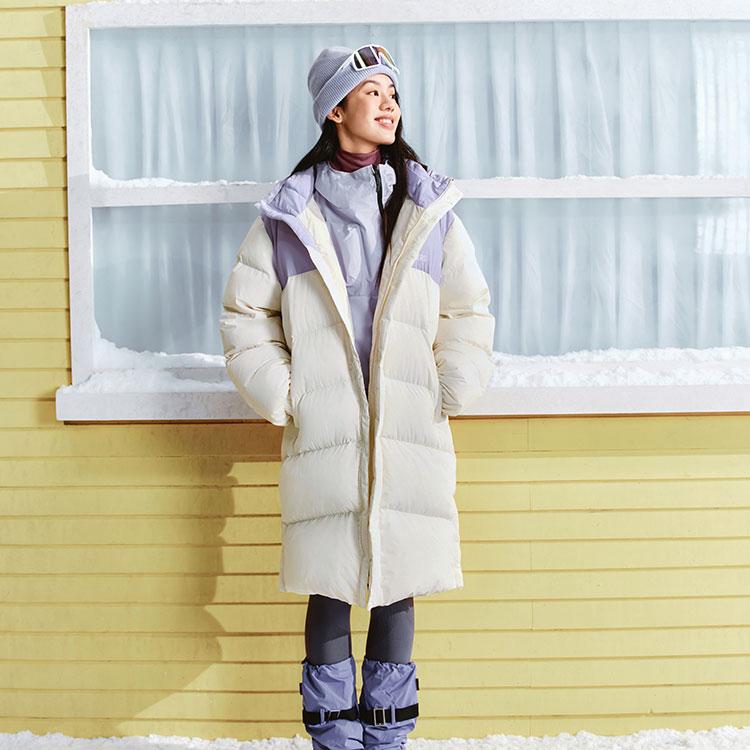Skechers Windproof Waterproof Oil Stain Resistant Simple Fashion Letter Hooded Puffer Jacket Unisex Outerwear Cotton-Candy-White L424U184-0074