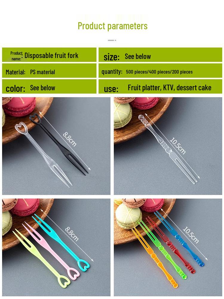 Individually Wrapped High-End Clear Plastic Fruit Dessert Forks