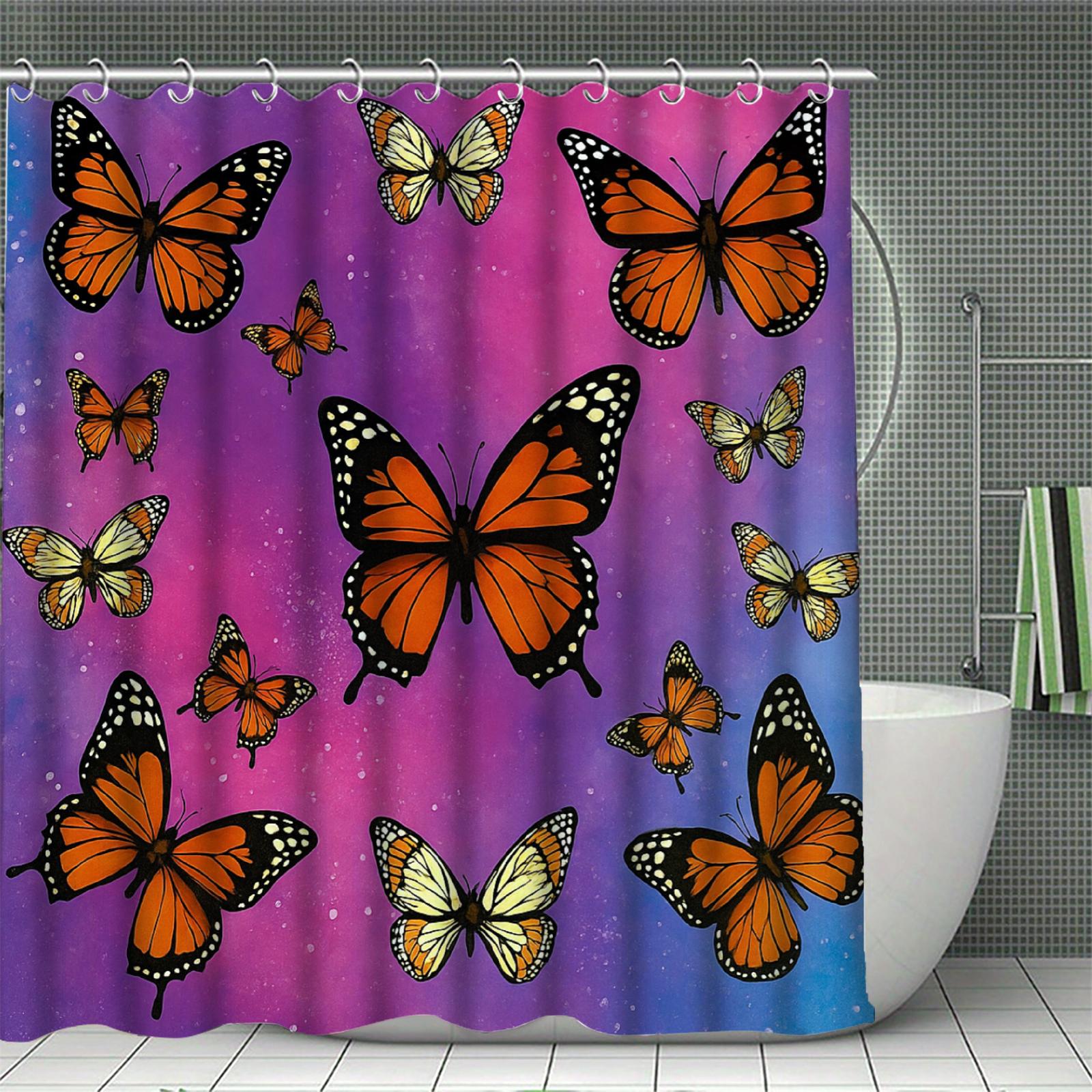 

Butterflies Curtains Shower Curtain Set For Bathroom Modern Bath Rug Decor For Bathroom Shower Curtains Multi-Size Home Decor W60H190(CM)-1 Pcs