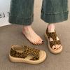 Soft sheepskin~ platform sandals women's summer wear 2025 new models are beautiful and not tired of Roman shoes two wear cool slippers
