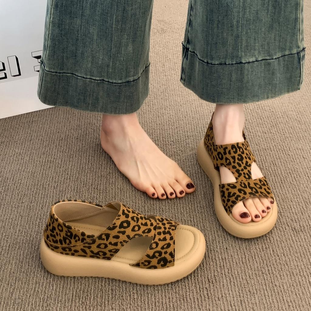 Soft sheepskin~ platform sandals women's summer wear 2025 new models are beautiful and not tired of Roman shoes two wear cool slippers