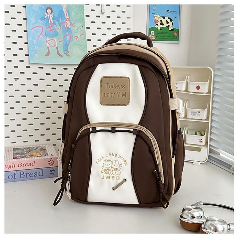 High Value, Fresh and Sweet, Contrasting Color Splicing Backpack, Girl Junior High School Student Lightweight Backpack