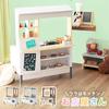 LOWYA Pretend Play Kitchen and Mealtime Set, Perfect for Pretending To Be a Shopkeeper, with Toy Box and Storage, Wooden Educational Toy, White/Gray