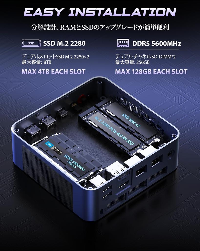 BOSGAME Mini PC AMD Ryzen 7640HS P3MIX mini pc 8C16T up to GHz DDR5 SSD 760M Windows 11 Pro compatible Silent fan LAN USB4 WIFI6E Small form factor