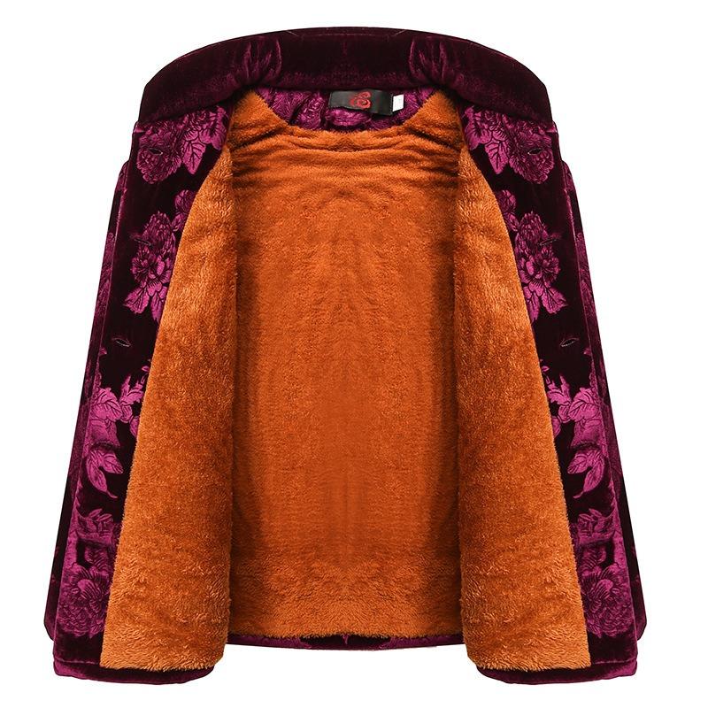 Middle-aged Old People Winter Jackets Gold Velvet Cotton Parka Grandma Thick Cotton Padded Mother's Clothes  Coat