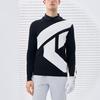FILA Athletics Logo Print Color Block Golf Sports Crew Neck Pullover Knit American Vintage Long Sleeve T-Shirt Men Tops Deep-Black A11M245404F-BK