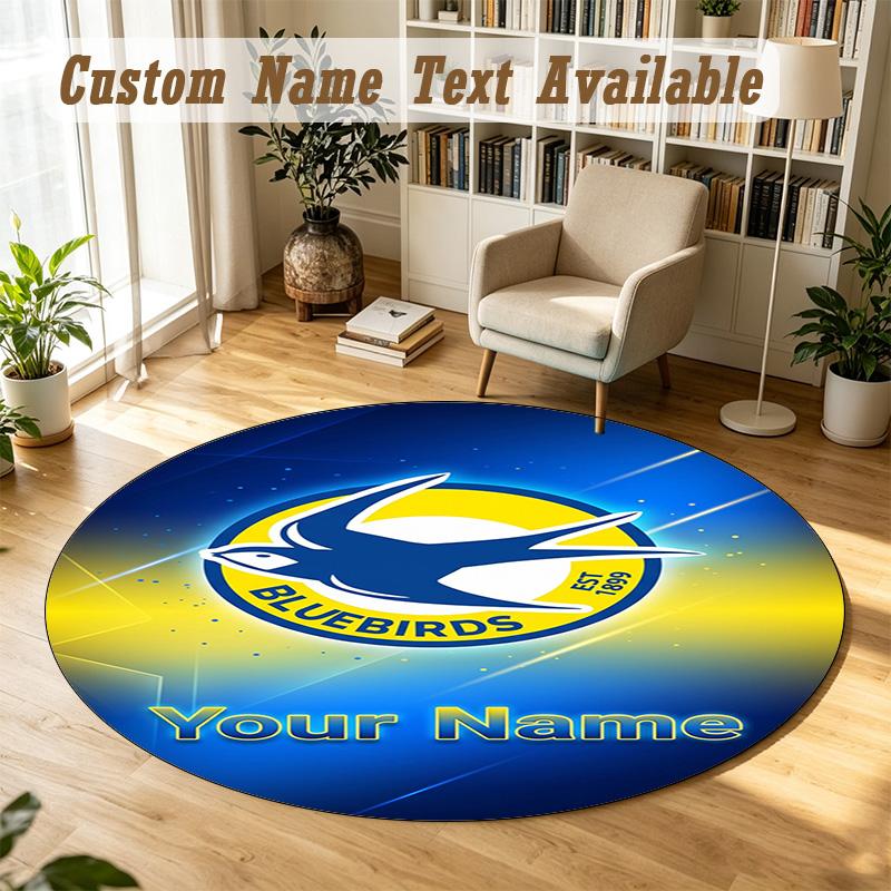 Round Rug Custom NameCardiff City Pattern Non Slip Carpet Home Floor Decor