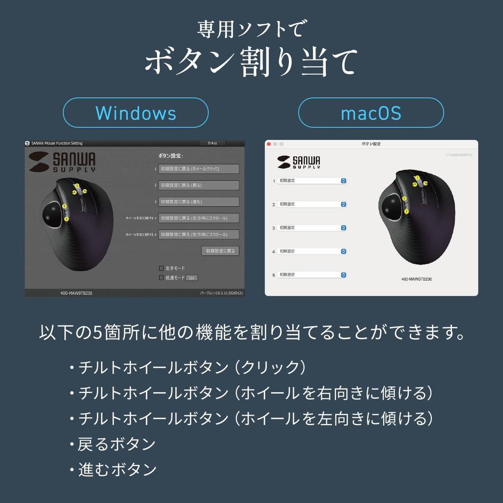 Sanwa Direct Trackball Inclinável Sem Fio 5 Mouse Sem Fio, Silencioso, Roda, Rolagem de Alta Velocidade, Bluetooth, Botões, Recarregável, Ergonômico, Trackball,