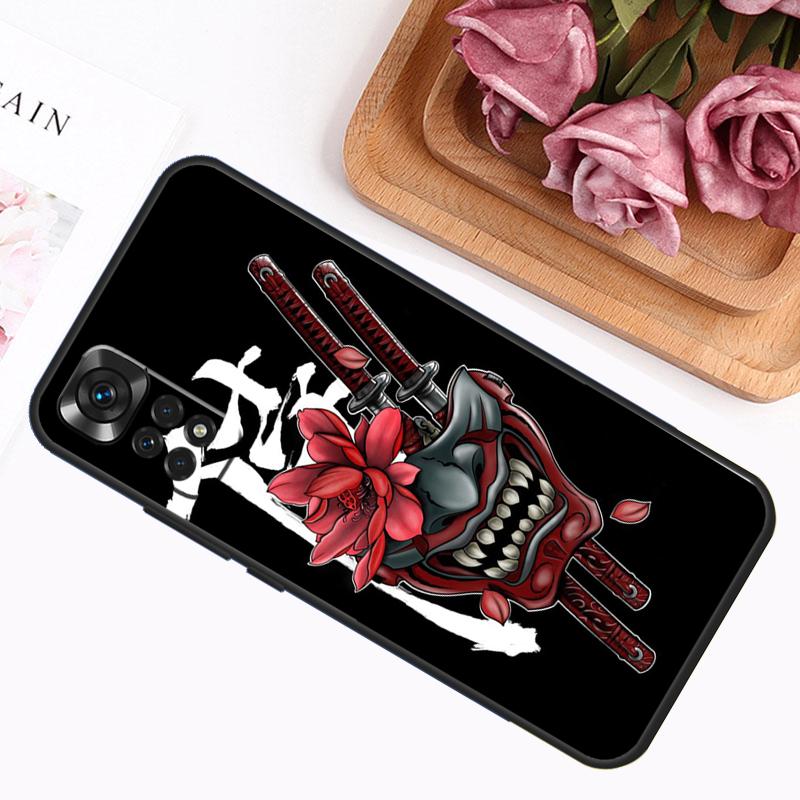 Samurai Oni Mask Case For Xiaomi Redmi Note 13 Pro 14 12 11 9 10 9S 10S 11S 12S Redmi 12C 13C 14C 10C Cover