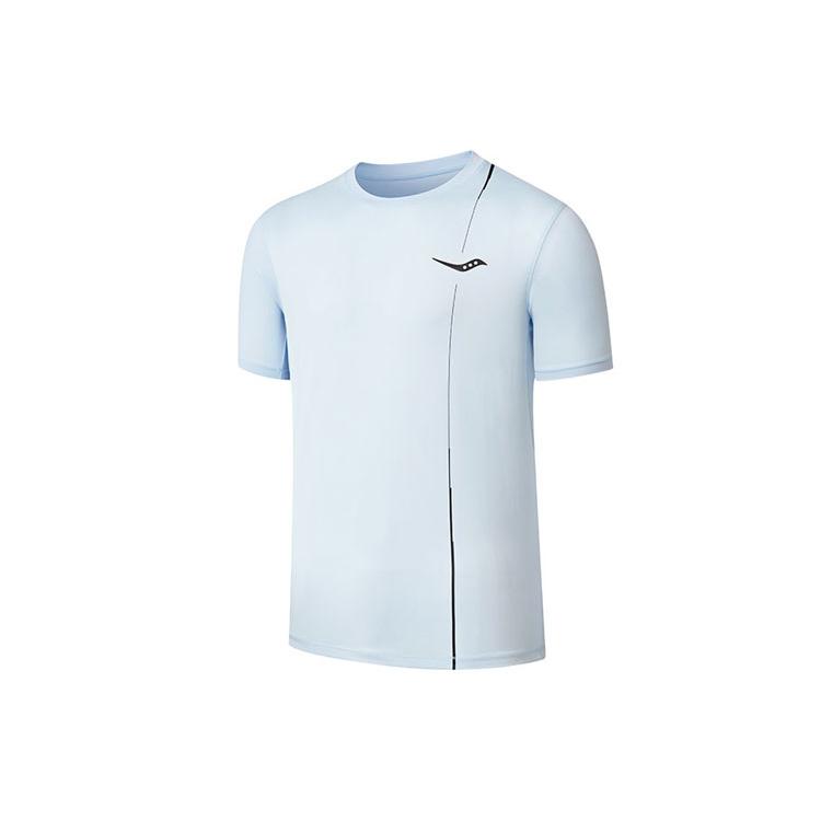 Saucony T Shirts Men s Light Blue Crew Neck Moderate Straight Fit SC2239058-3 M