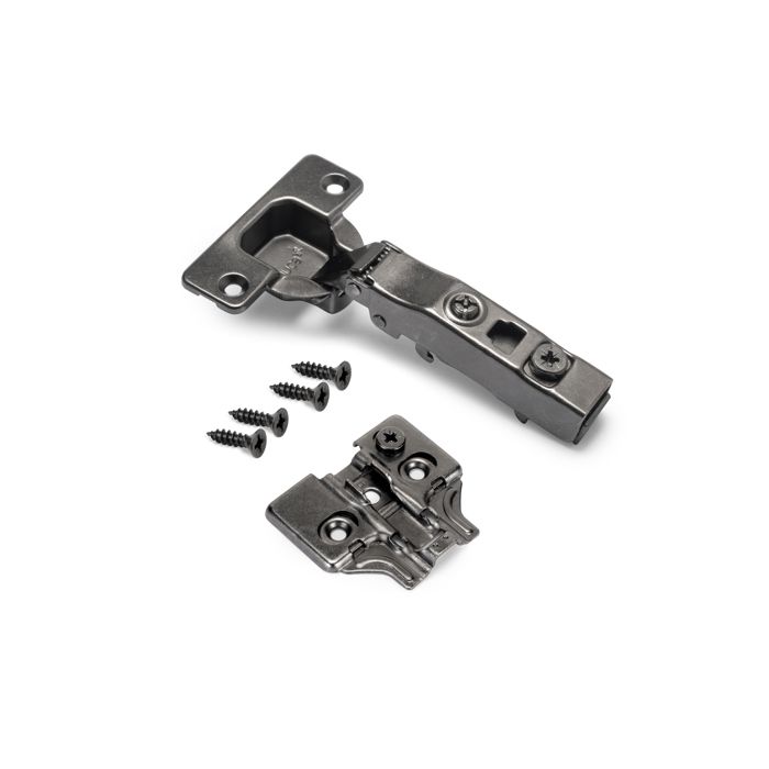 Emuca Lot de 20 charnières droites X91N avec embases à visser, Hauteur 0, Acier, Titane