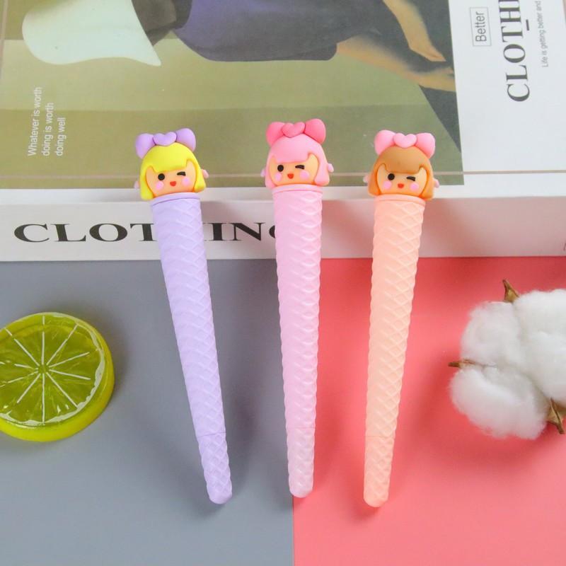 Back To School Season 10pcs 0.5mm High-looking Cartoon Plastic Cone Gel Pen Cute Ice Cream Shape Creative Stationery Prize Gift Water Pen