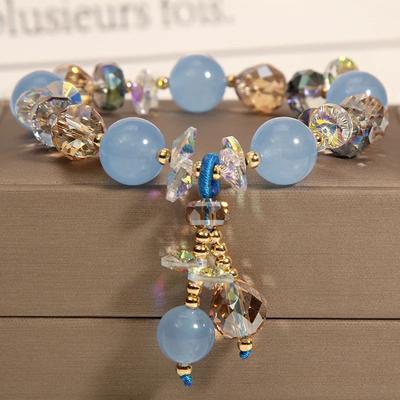 8mm Natural Crystal Bracelet Fashion Women's Light Luxury Jade Pendant Student Friend Strand Bracelets Birthday Party Jewelry