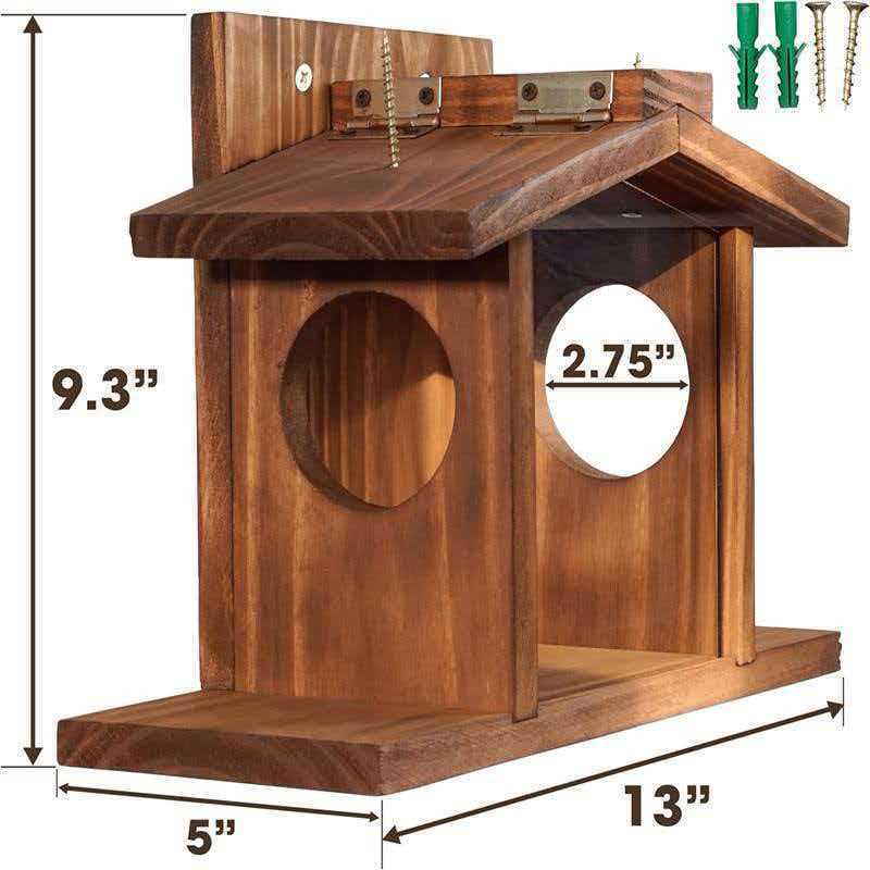 Wooden Squirrel & Bird Feeder: Outdoor Decorative Garden Ornament