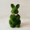 Easter Furry Flocked Bunny Small Sitting Bunny Green Moss Covered Bunny for Home Party Decoration