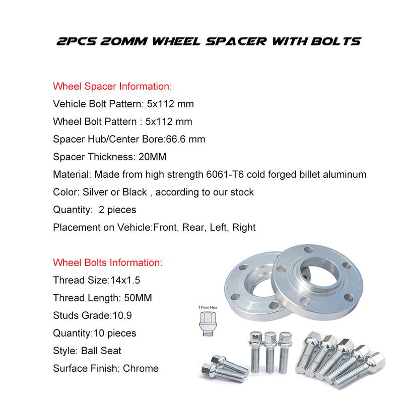 15/20MM 5x112-66.6 Wheel Hub Adapter+10pcs Bolts Wheel Spacer For Mercedes Benz E-class C-class CLA CLK GLK