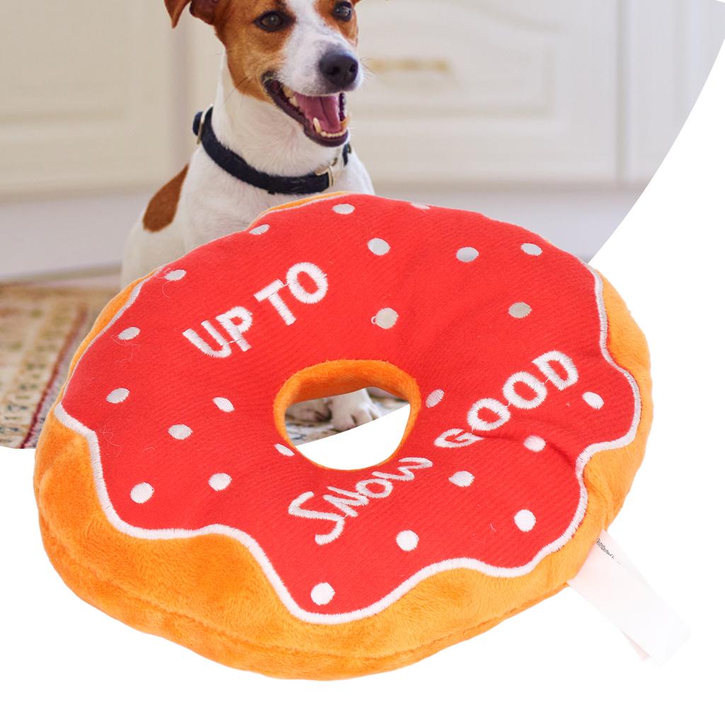 Pet Donut Toy Plush Bite Resistant Teeth Grinding Christmas Pattern Dog Squeaky Toy for Puppy Cat