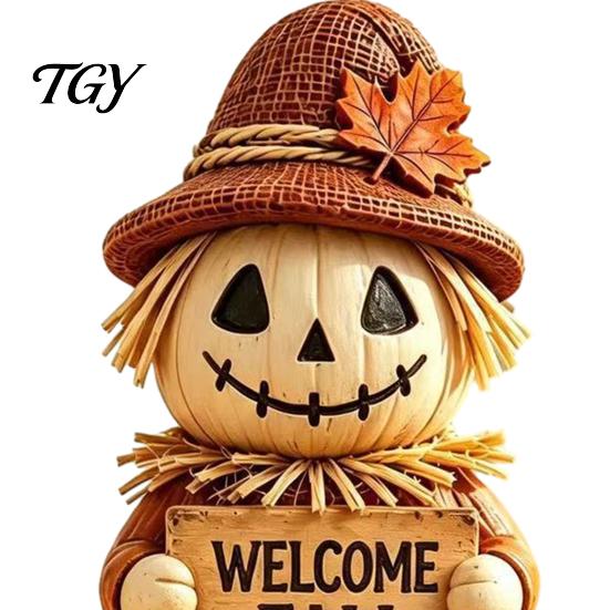 Versatile Festival Soft Furnishings Fall Scarecrow Figurine, Wooden Pumpkin Statue, Rustic Autumn Harvest Season Table Decor Tabletop Decoration