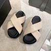 Summer Height Slides High Up To 5cm Heel Woman Slippers Off White Sandals Rubber Open Toe Shoes for Women 2024 Easy Wears Casual
